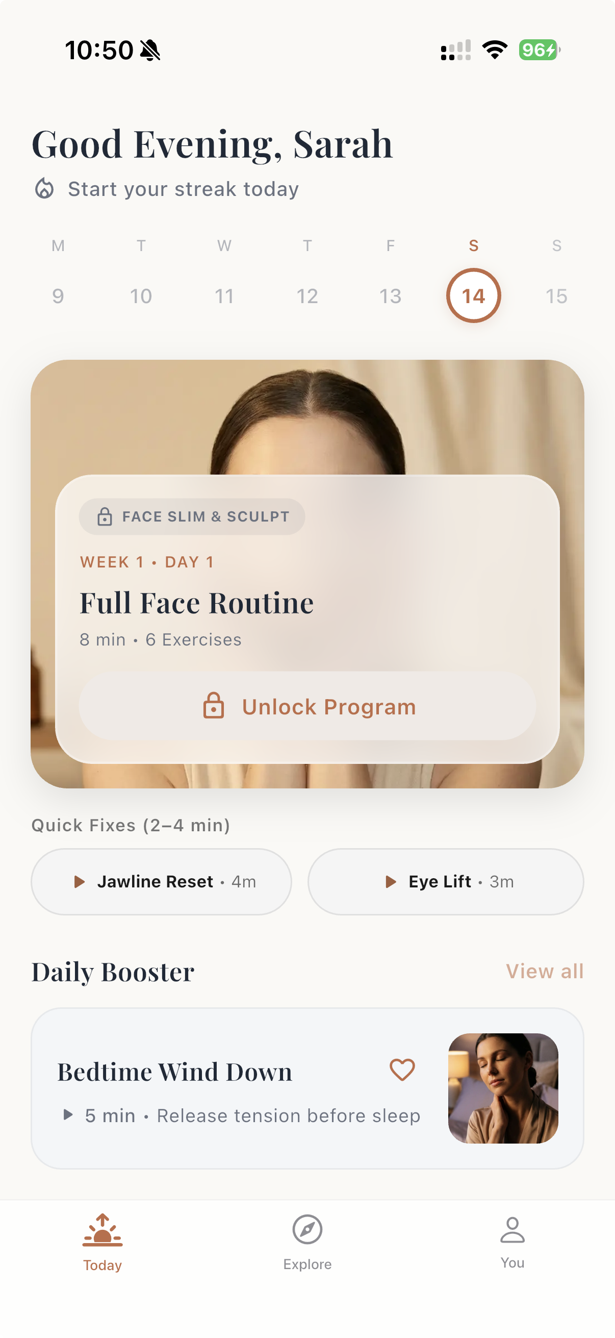 Luma Face Yoga App - Today's Session