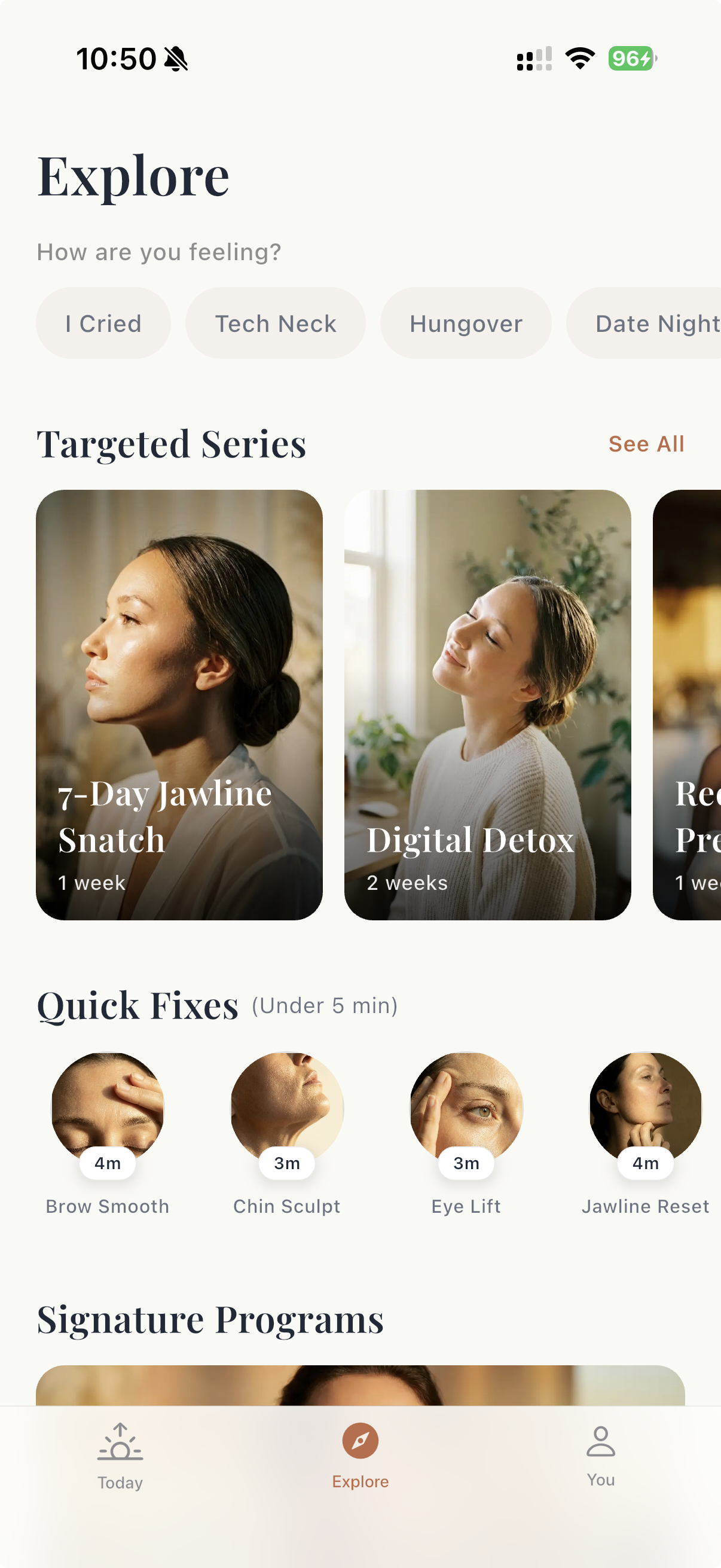 Luma Face Yoga App - Explore Programs
